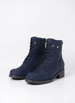 Veterlaarzen|Halfhoge Laarzen<Wolky Quinta F2F - blauw nubuck blauwnubuck