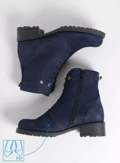 Veterlaarzen|Halfhoge Laarzen<Wolky Quinta F2F - blauw nubuck blauwnubuck