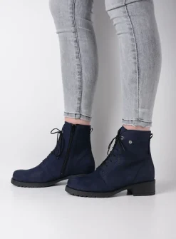Veterlaarzen|Halfhoge Laarzen<Wolky Quinta F2F - blauw nubuck blauwnubuck