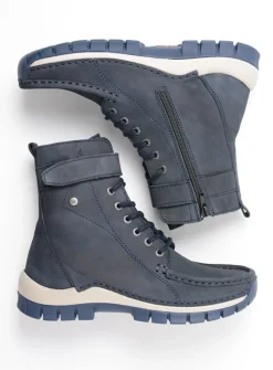 Hoge Veterschoenen|Veterlaarzen<Wolky Reach - blauw nubuck blauwnubuck