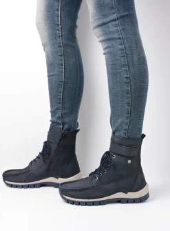 Hoge Veterschoenen|Veterlaarzen<Wolky Reach - blauw nubuck blauwnubuck
