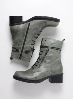 Veterlaarzen|Halfhoge Laarzen<Wolky Rimbley - castor grey leer castorgreyleer