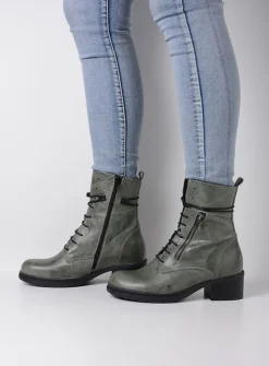 Veterlaarzen|Halfhoge Laarzen<Wolky Rimbley - castor grey leer castorgreyleer