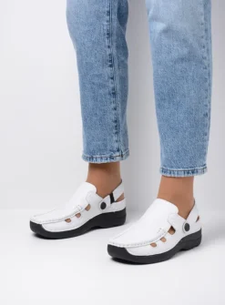 Slippers|Klompen<Wolky Roll Multi - wit leer witleer