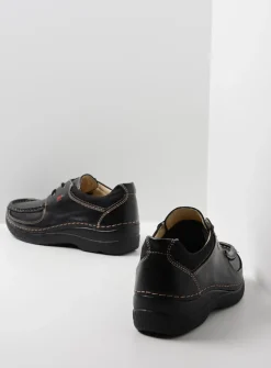 Lage Veterschoenen<Wolky Roll Shoe - zwart leer zwartleer