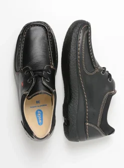 Lage Veterschoenen<Wolky Roll Shoe - zwart leer zwartleer