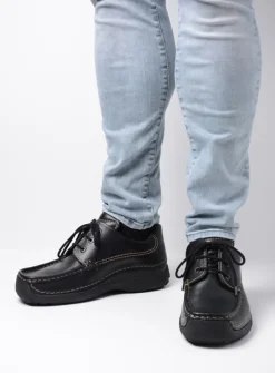 Veterschoenen Heren|Comfortschoenen Heren<Wolky Roll Shoe Men - zwart leer zwartleer