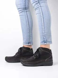 Hoge Veterschoenen|Herfst/Winter<Wolky Roll Shoot - zwart nubuck zwartnubuck
