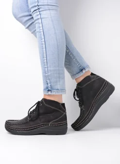 Hoge Veterschoenen|Herfst/Winter<Wolky Roll Shoot - zwart nubuck zwartnubuck