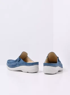 Slippers|Klompen<Wolky Roll Slide - blauw effectleer blauweffectleer