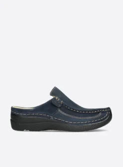 Slippers|Klompen<Wolky Roll Slide - blauw nubuck blauwnubuck