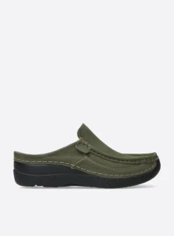 Slippers|Klompen<Wolky Roll Slide - pesto groen nubuck pestogroennubuck
