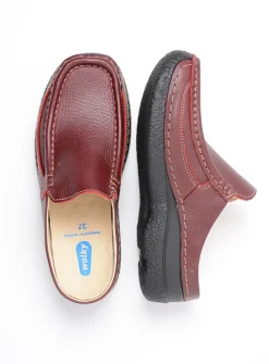 Slippers|Klompen<Wolky Roll Slide - rood leer roodleer