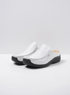 Slippers|Klompen<Wolky Roll Slide - wit geprint leer witgeprintleer
