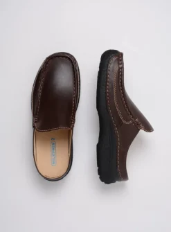 Slippers Heren|Comfortschoenen Heren<Wolky Roll Slide men - bruin leer bruinleer