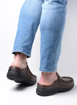 Slippers Heren|Comfortschoenen Heren<Wolky Roll Slide men - bruin leer bruinleer