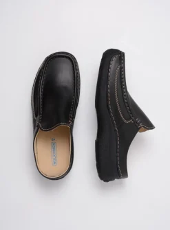 Slippers Heren|Klompen Heren<Wolky Roll Slide men - zwart leer zwartleer