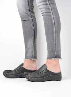 Slippers|Klompen<Wolky Roll Slide Vegan - zwart