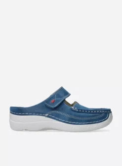 Slippers|Klompen<Wolky Roll Slipper - blauw effectleer blauweffectleer