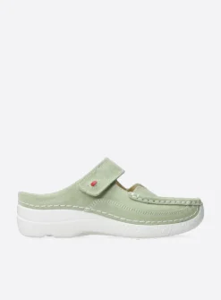 Slippers|Klompen<Wolky Roll Slipper - lichtgroen nubuck lichtgroennubuck