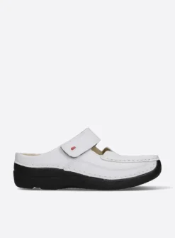 Slippers|Klompen<Wolky Roll Slipper - wit/zwart leer wit/zwartleer