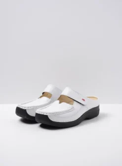 Slippers|Klompen<Wolky Roll Slipper - wit/zwart leer wit/zwartleer