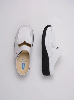 Slippers|Klompen<Wolky Roll Slipper - wit/zwart leer wit/zwartleer