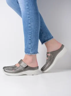 Slippers|Klompen<Wolky Roll Talaria - antraciet leer antracietleer