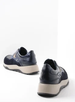 Lage Veterschoenen|Wandelschoenen<Wolky Sappho - blauw combi leer blauwcombileer