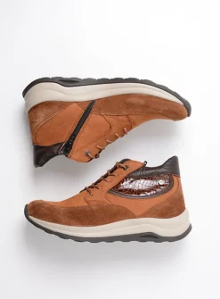 Hoge Veterschoenen|Wandelschoenen<Wolky Scone - cognac combi leer cognaccombileer