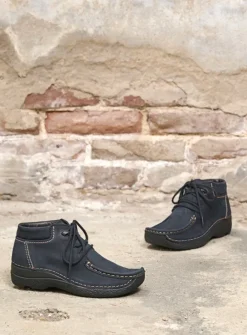 Hoge Veterschoenen|Herfst/Winter<Wolky Seamy Moc - blauw nubuck blauwnubuck