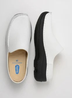 Slippers|Klompen<Wolky Seamy Slide - wit geprint leer witgeprintleer