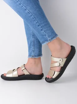 Slippers<Wolky Sense - goud leer goudleer