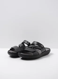 Slippers<Wolky Sense - zwart leer zwartleer