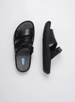 Slippers<Wolky Sense - zwart leer zwartleer