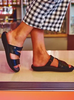 Slippers<Wolky Sense - zwart leer zwartleer