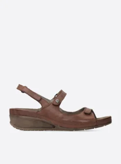 Sandalen<Wolky Shallow - middenbruin leer middenbruinleer