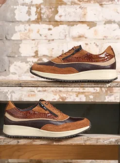 Lage Veterschoenen|Sneakers<Wolky Sprint - cognac combi leer cognaccombileer