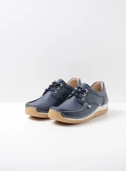 Lage Veterschoenen|Sneakers<Wolky Taranta - blauw leer blauwleer