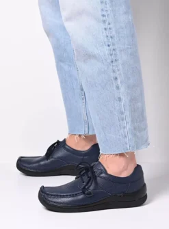 Lage Veterschoenen|Sneakers<Wolky Taranta - donkerblauw leer donkerblauwleer