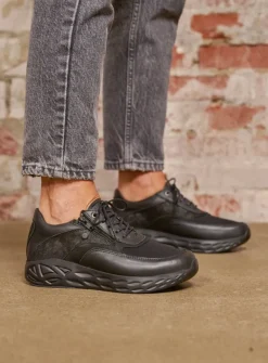 Lage Veterschoenen|Wandelschoenen<Wolky Vitality S2F - zwart combi stretchleer zwartcombistretchleer