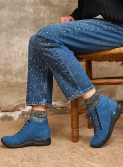 Hoge Veterschoenen|Wandelschoenen<Wolky Why - atlantisch blauw nubuck atlantischblauwnubuck