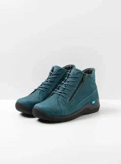 Hoge Veterschoenen|Wandelschoenen<Wolky Why - petrol nubuck petrolnubuck
