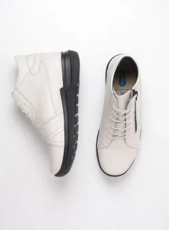Hoge Veterschoenen|Wandelschoenen<Wolky Why - wit leer witleer