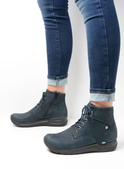 Hoge Veterschoenen|Wandelschoenen<Wolky Whynot HV - blauw nubuck blauwnubuck