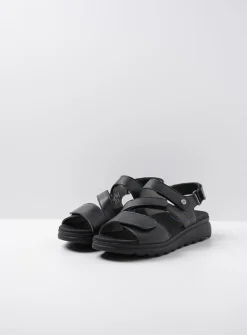 Sandalen<Wolky Yard - zwart leer zwartleer