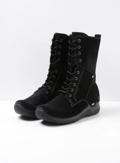 Hoge Veterschoenen|Veterlaarzen<Wolky Zigzag - zwart suede zwartsuede